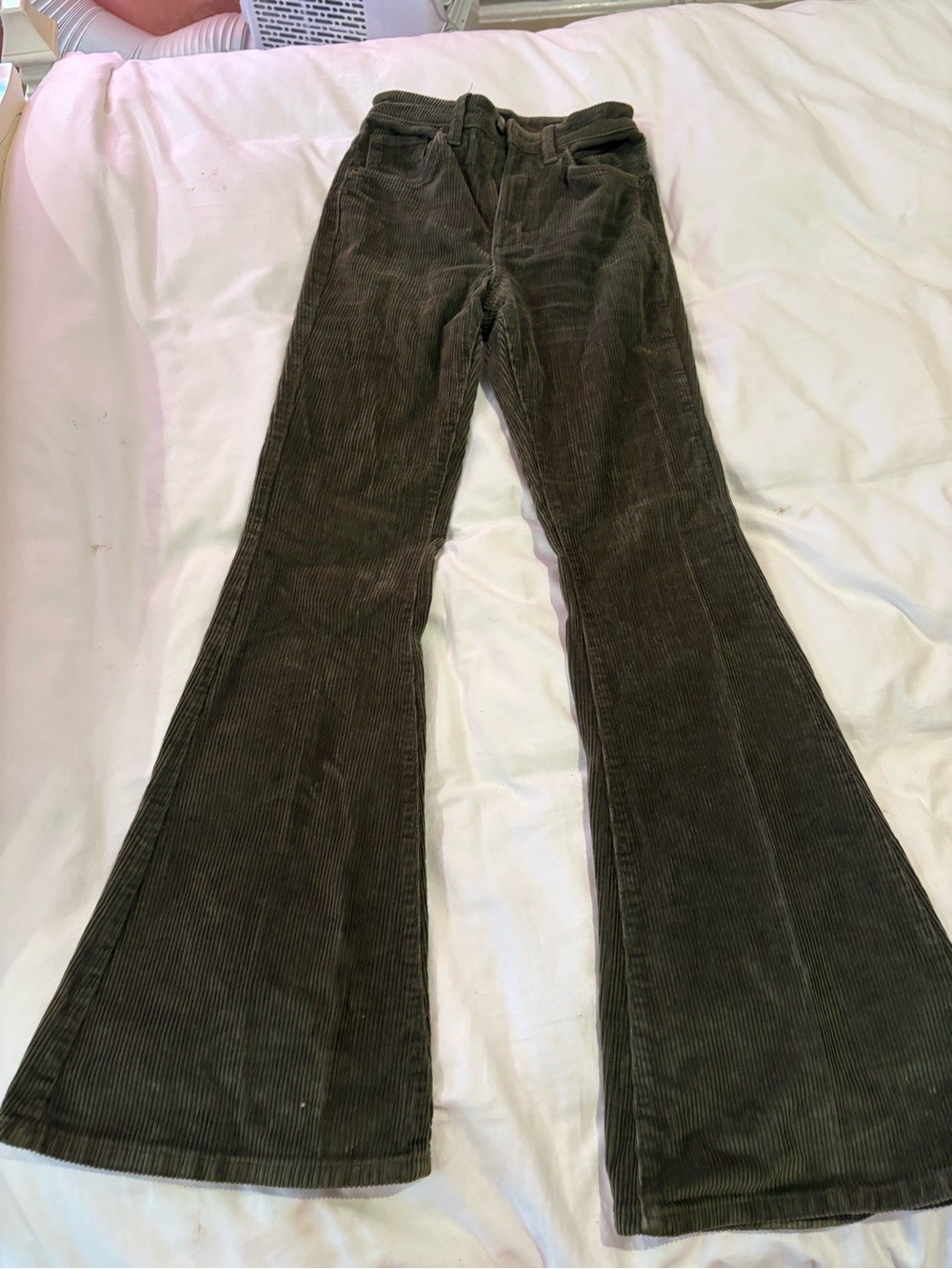 Lee Olive Green Corduroy High Rise Flare Pants